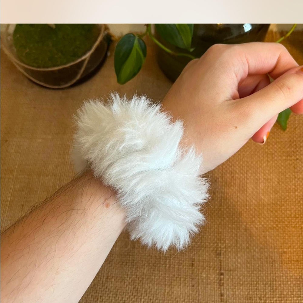 White Faux Fur Scrunchie